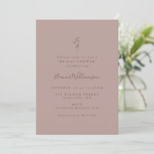Invitación Sencillo guión botánico Dusty Mauve Bridal Shower