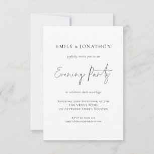 Invitación Sencillo guión de fiesta de bodas por la tarde