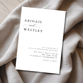 Invitación Sencillo guión elegante Boda blanco y negro