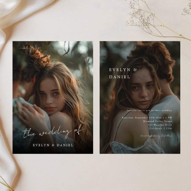 Invitación Sencillo guión Elegante Boda moderno (Subido por el creador)