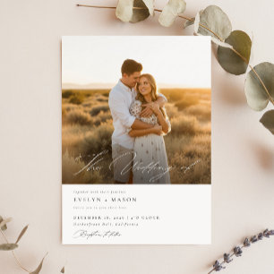 Invitación Sencillo guión elegante Código QR Foto Boda de pre