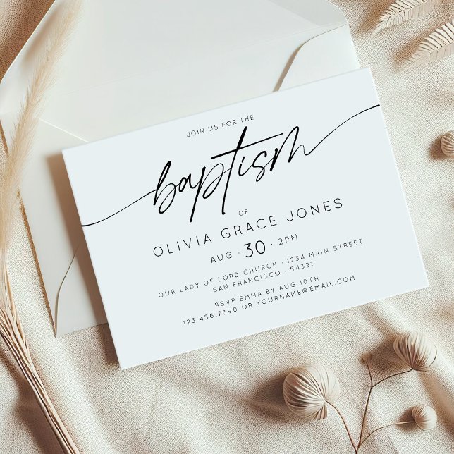 Invitación Sencillo guión elegante de bautismo (Subido por el creador)