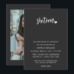 Invitación Sencillo guión Minimalista dulce 16 foto de cumple<br><div class="desc">Sencillo guión Minimalista dulce 16 Invitación a la foto de cumpleaños</div>