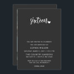 Invitación Sencillo guión Minimalista dulce 16 foto de cumple<br><div class="desc">Sencillo guión Minimalista dulce 16 Invitación a la foto de cumpleaños</div>