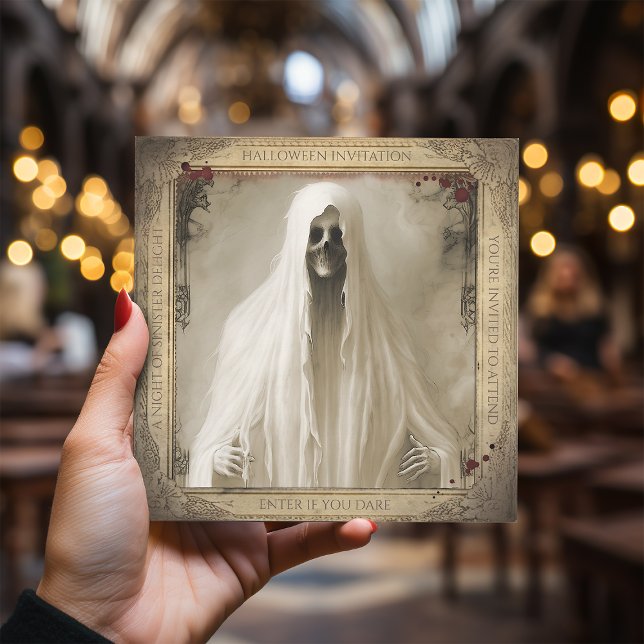 Invitación Sencillo Halloween Adulto Fantasma (Subido por el creador)