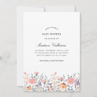 Invitación Sencillo Jardín Floral Aquarela Baby Shower
