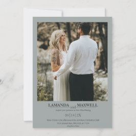 Invitación Sencillo Marco De Fotografía Gris Azul Dusto Handf