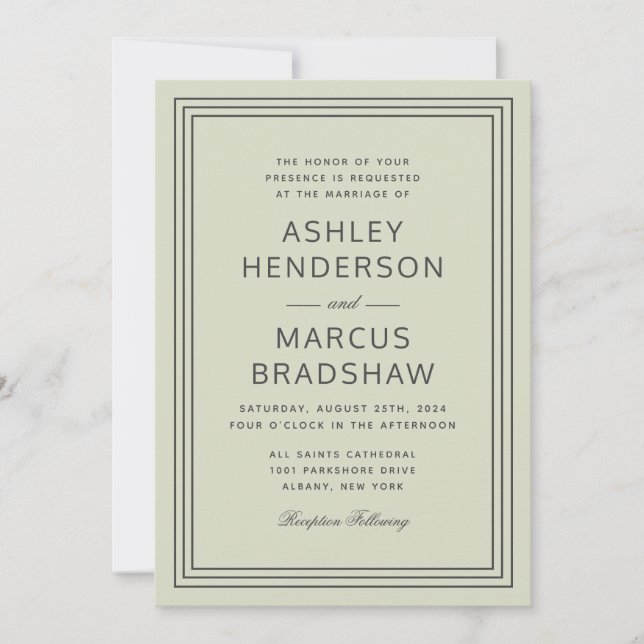 Invitación Sencillo marco elegante Boda de sabores modernos (Anverso)