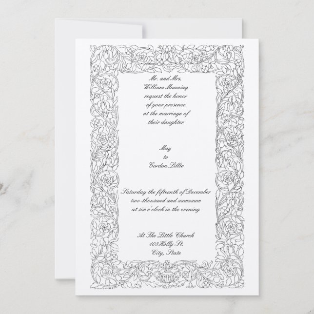 Invitación Sencillo marco floral de la época victoriana de 18 (Anverso)