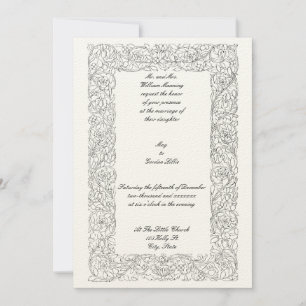 Invitación Sencillo marco floral de la época victoriana de 18