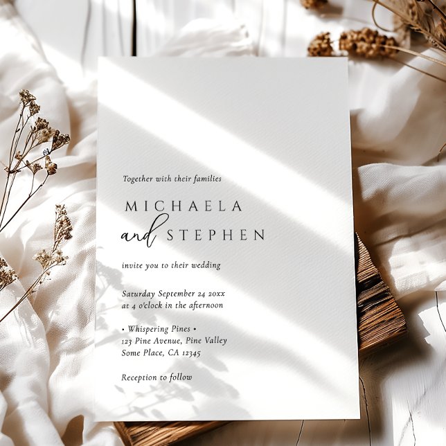 Invitación Sencillo matrimonio elegante Minimalista (Subido por el creador)