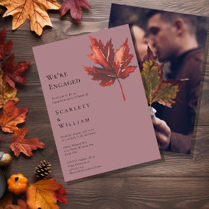 Invitación Sencillo Minimal Otoño Hoja Mauve Foto Estamos Com