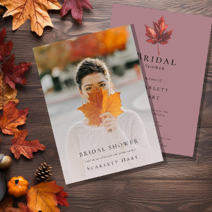 Invitación Sencillo Minimalista Otoño Hoja Mauve Foto Despedi