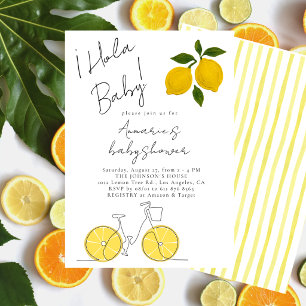 Invitación Sencillo Moderno Amarillo Limón Rayas Baby Shower
