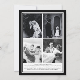 Invitación Sencillo Moderno Negro y Blanco 4Foto Boda