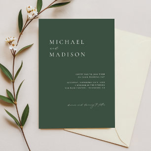 Invitación Sencillo Moss Verde Oscuro Escándalo Boda Minimali