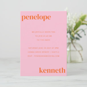 Invitación Sencillo Naranja Rosa Chic Moderno Todo En Uno Bod