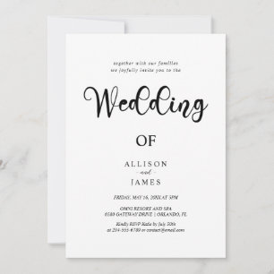 Invitación Sencillo negro y blanco elegante y sin tiempo