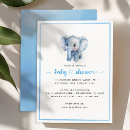 Invitación Sencillo niño niño ducha elefante acuático
