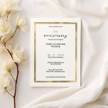 Invitación Sencillo oro blanco 50 años Boda<br><div class="desc">Una elegante invitación a los 50 años Bodas en blanco y dorado es perfecta para un fiesta de aniversario moderno. El romántico diseño minimalista presenta un bonito y elegante diseño de borde dorado sobre un fondo blanco y negro. Personalizar este diseño con su mensaje e información personalizada. Todos los diseños...</div>