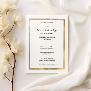 Invitación Sencillo oro blanco 50 años Boda