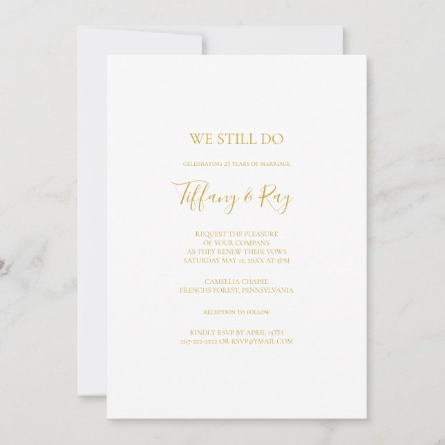 Invitación Sencillo Oro Elegante Todavía Vemos Renovación (Anverso)