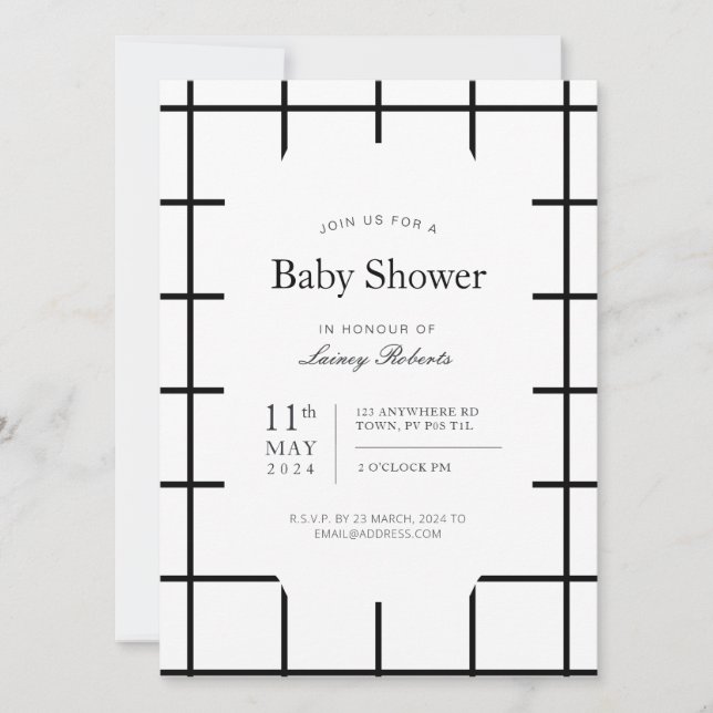 Invitación Sencillo panel blanco monocromo negro de la ventan (Anverso)