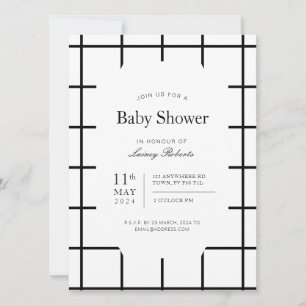 Invitación Sencillo panel blanco monocromo negro de la ventan