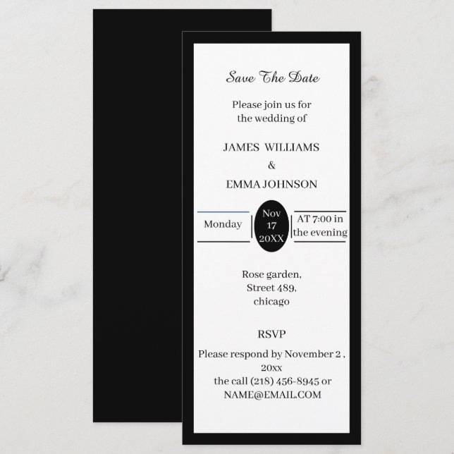 Invitación Sencillo Personalizable Blanco Y Negro Ahorra La F (Anverso / Reverso)