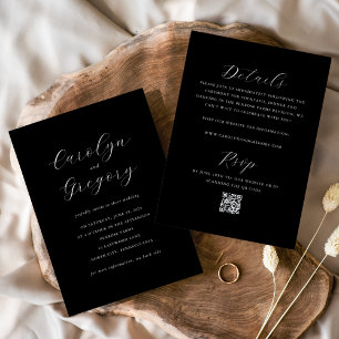 Invitación Sencillo QR de boda minimalista de doble cara para
