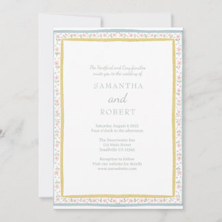 Invitación Sencillo Romántico Amarillo Rosado Floral Boda