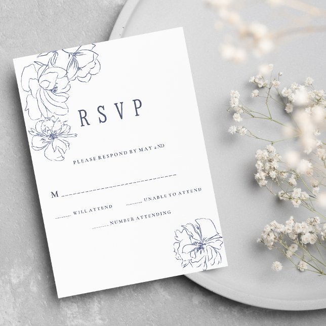 Invitación Sencillo RSVP floral de peonia blanca morena oscur (Simple dark purple white peony floral RSVP )