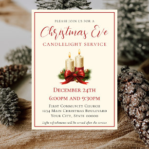 Invitación Sencillo Servicio de Iglesia de Nochebuena Elegant