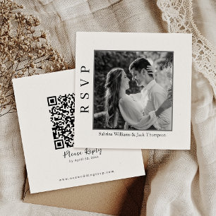 Invitación Sencillo Sitio Web RSVP De Código QR De Fotografía