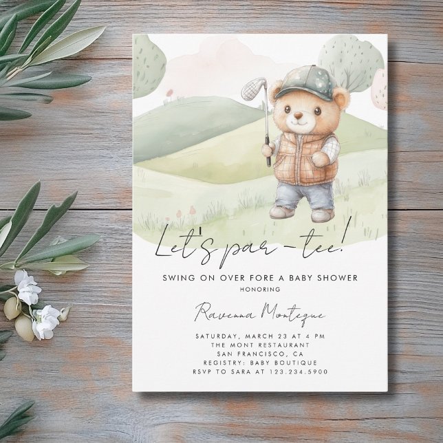 Invitación Sencillo Teddy Golf Lets Par-Tee Shower de Bienven (Subido por el creador)