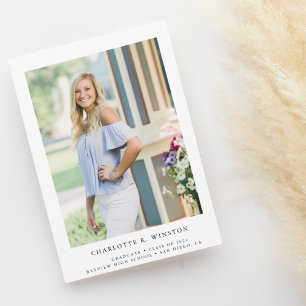 Invitación Sencillo texto elegante foto graduación 2024