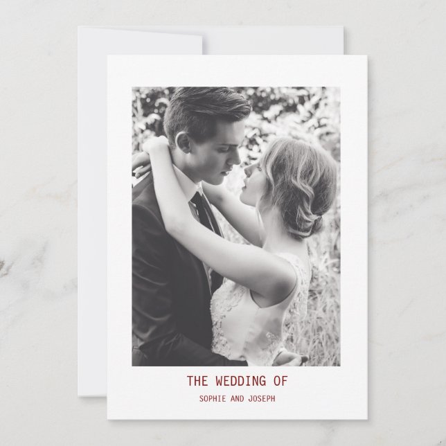 Invitación Sencillo texto y foto elegante | Boda (Anverso)