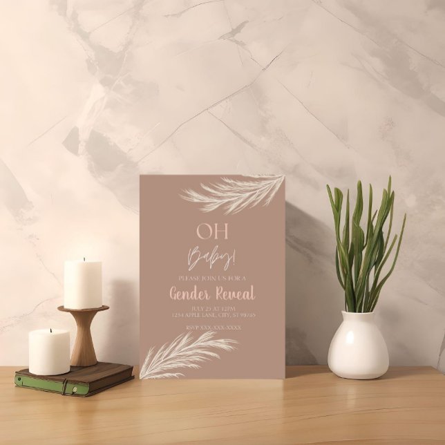 Invitación Sencillo Tono Neutral Boho Género Revelar Invitaci (Subido por el creador)