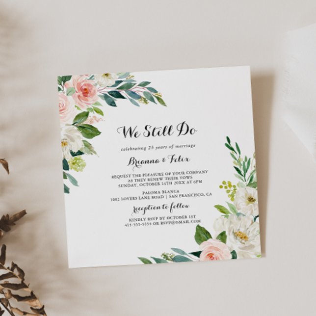 Invitación Sencillo Verde Floral Aún Vemos Renovación (Subido por el creador)