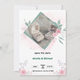Invitación Sencillo verde y rosa Guardar el Poster de fechas