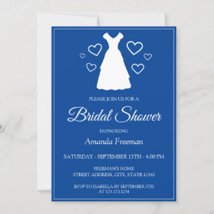 Invitación Sencillo vestido Boda Silhouette Blue Bridal Showe