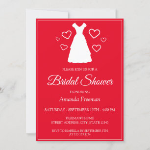 Invitación Sencillo vestido Boda Silhouette Rojo Bridal Showe