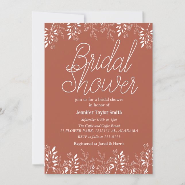 Invitación sencillo y chic  floral Desayuno de novia de flore (Anverso)