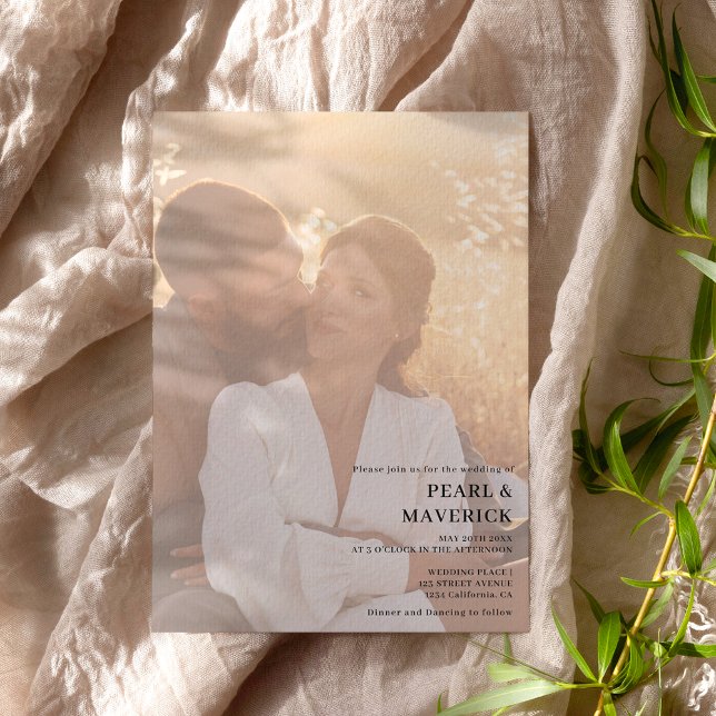 Invitación Sencillo y elegante 2 fotos moda boda blanco negro (Subido por el creador)