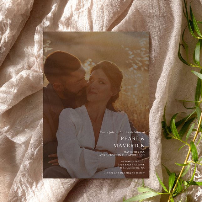 Invitación Sencillo y elegante 2 fotos moda boda blanco negro (Subido por el creador)