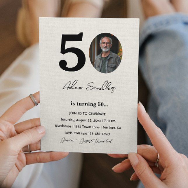 Invitación Sencillo y elegante 50º cumpleaños Canva (Subido por el creador)