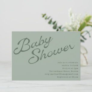Invitación Sencillo y Elegante Baby Shower con Letra Script e