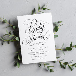 Invitación Sencillo y elegante baby shower en negro y blanco