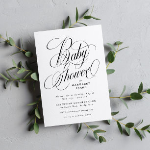 Invitación Sencillo y elegante baby shower en negro y blanco