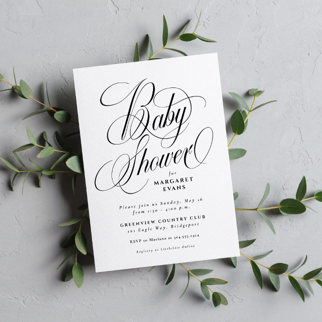 Invitación Sencillo y elegante baby shower en negro y blanco (Subido por el creador)